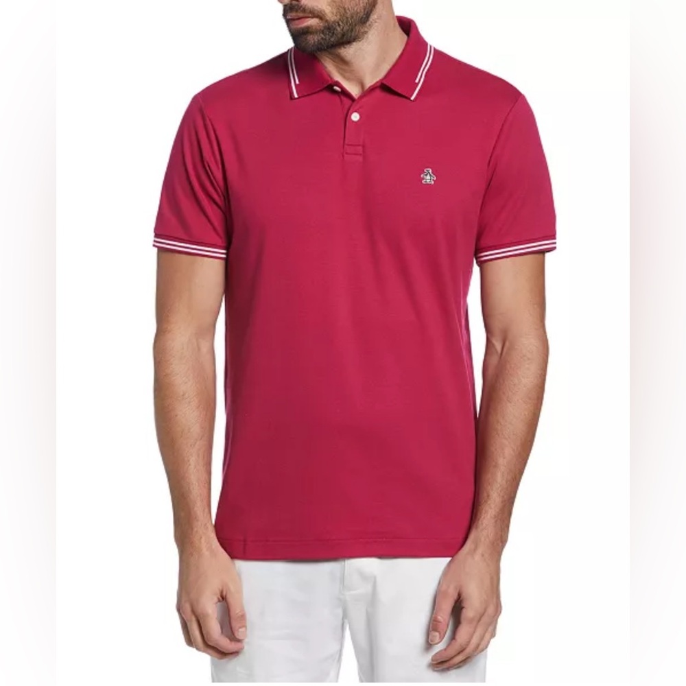 Original Penguin Men's Slim-Fit Polo Shirt Red Size S Short Sleeve